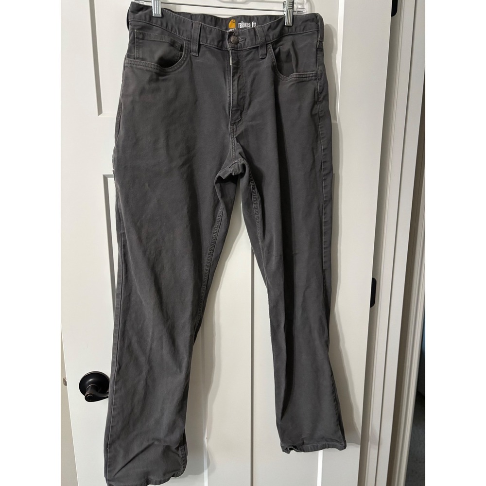 Carhartt Relaxed Fit Mens Gray Work Pants Sz 34x32 Cotton‎ Blend Durable Cargo